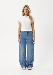 AFENDS Womens Moss - Denim Workwear Jean - Worn Blue