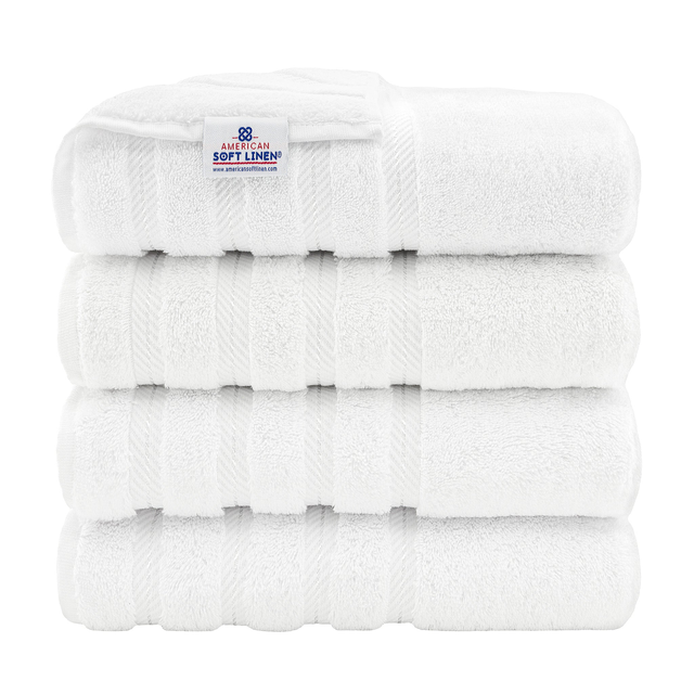 American Soft Linen 100% Cotton Turkish Towels for Bathroom, 4 Pack Bath Towel Set,  Super Soft, Extra Large Bath Towels