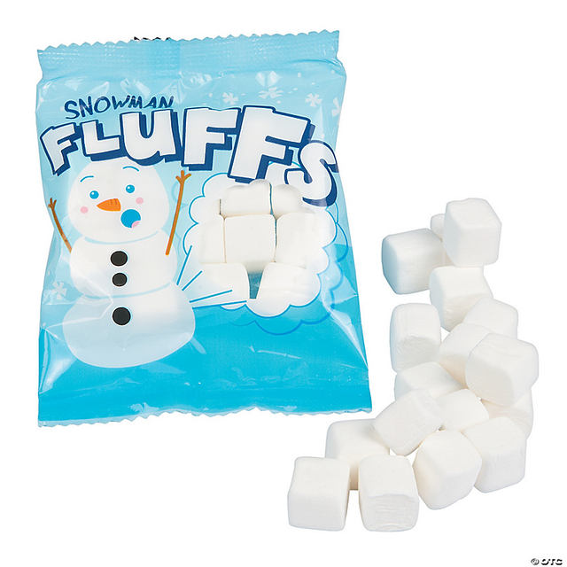 15 oz. Snowman Fluffs Marshmallow Vanilla Candy Fun Packs - 72 Pc.