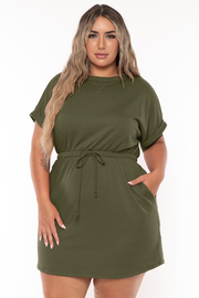Plus Size Zenna  Sweatshirt Dress -Olive