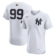 Men's New York Yankees Aaron Judge Nike White Home Sponsor Patch MLB Awards Gold Batterman Elite Jersey