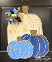 **Cool Tones Pumpkins Door Hanger (Navy/Cream/Chino Blue)**