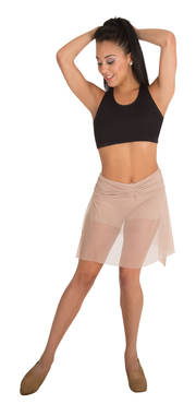 Simple Ruched Front Mesh Skirt - WOMENS