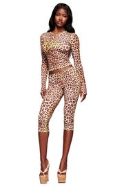 BLARE LONG SLEEVE TOP - LEOPARD