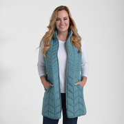 Mock Neck Quilted Long Vest