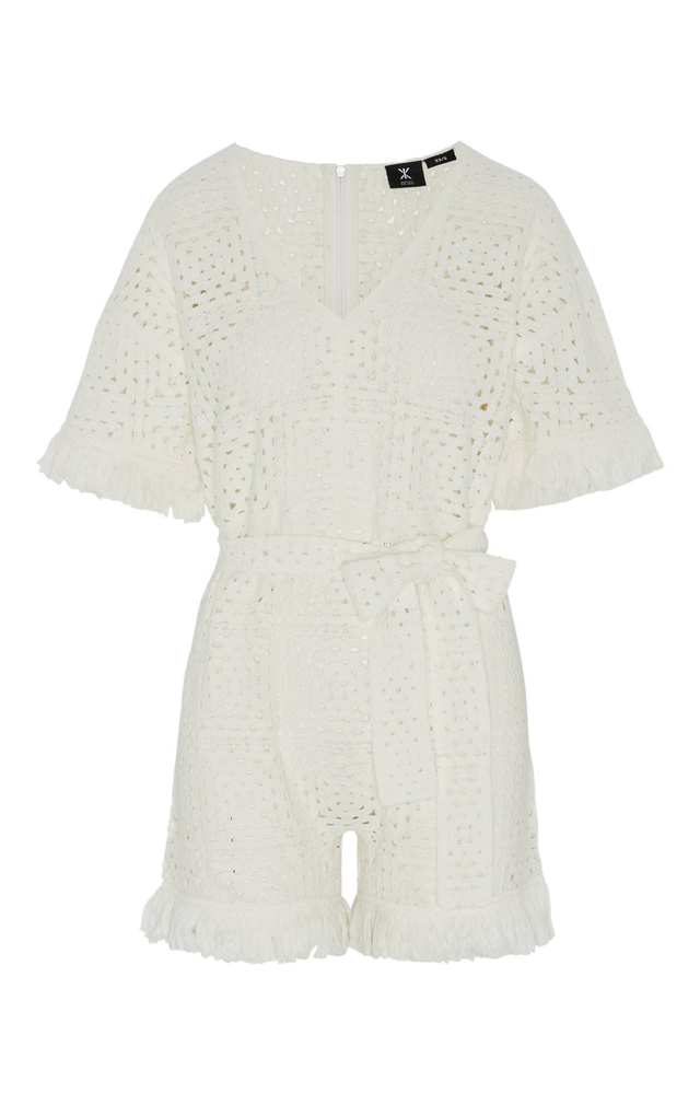 Crochet Fitted Short Jumpsuit White