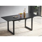 Modern Square Extendable Dining Table with Metal Legs Space Saving Design Easy Clean MDF Top Adjustable Length for