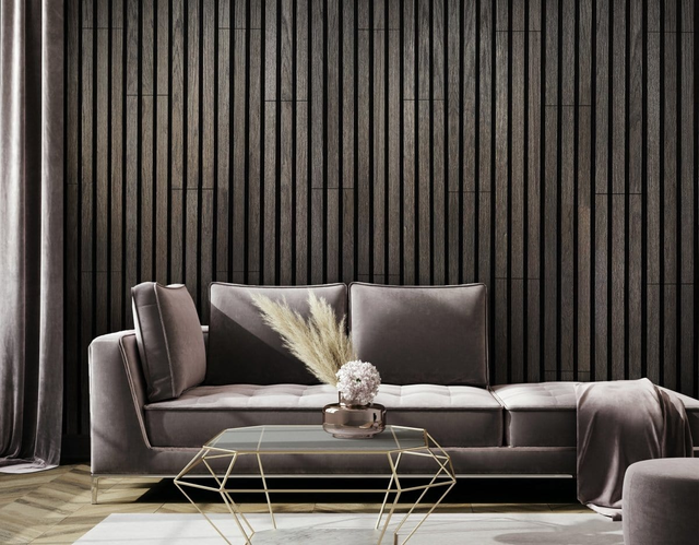 Theory Acoustic 11/16 in. x 6.42 in. x 46 in. Sound Damping Wood Wall Panels - Grey Largo Oak (16.6 Sq. Ft.)