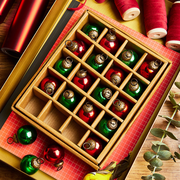 Set of 20 Mini Mercury Glass Ornaments- Green/Red