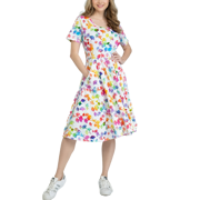 Rainbow Ginkgo Leaves Twirl Dress