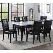 Sterling White Faux Marble and Wood 7-piece Dining Set in Black