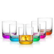 Hue Colored Double Old Fashion Whiskey Glasses