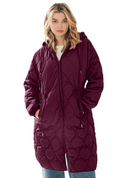 Long Quilted Jacket With Drawstring Waist