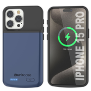 iPhone 15 Pro Battery Case, PunkJuice 5000mAH Fast Charging Power Bank W/ Screen Protector | [Black]