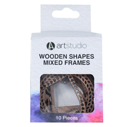 Pack of 10 Art Studio Wooden Shapes Mixed Frames | Wilko