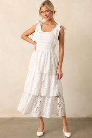 The Beauty Of Becoming Ivory Lace Tiered Maxi Dress