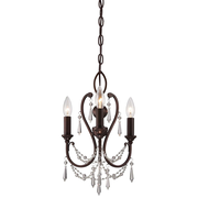 12" 3-Light Mini Chandelier, Vintage Bronze Finish