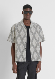 RELAXED FIT COTTON BLEND JACQUARD SHIRT