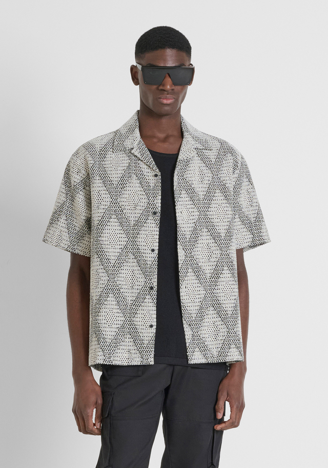 RELAXED FIT COTTON BLEND JACQUARD SHIRT