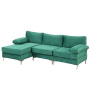 Amanda Modern Velvet Large Sectional Sofa with Gold Legs