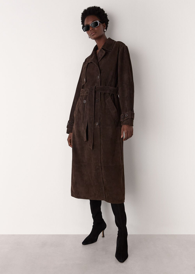 Chocolate Suede Trench Coat