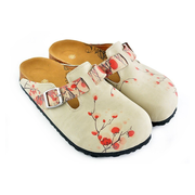 Cream & Red Floral Clogs CAL340