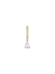 PAVÉ HUGGIE EARRING LAB WHITE PEAR DROP, GOLD