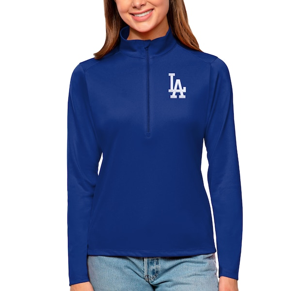 Women's Los Angeles Dodgers Antigua Royal Tribute Quarter-Zip Pullover Top