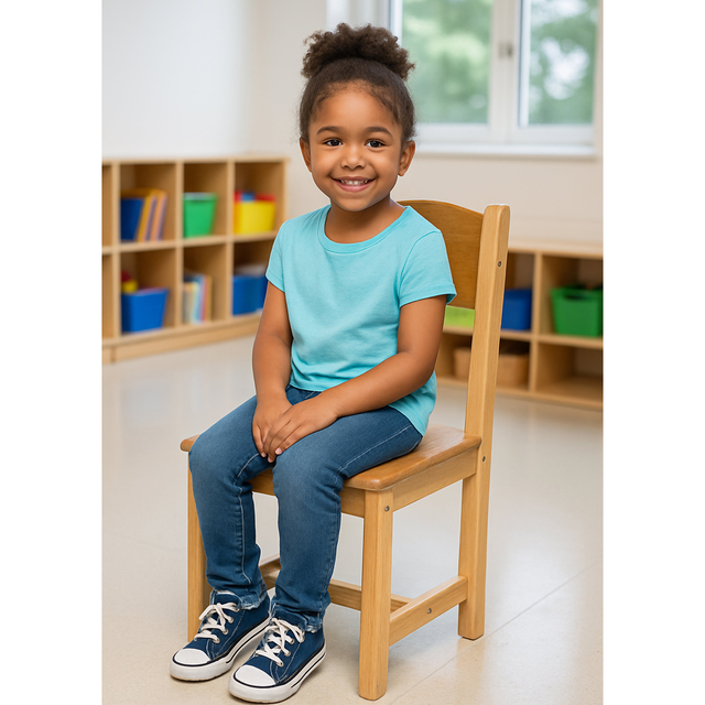 Solid Hardwood Child-Sized Chair | 14" Seat Height, Durable & Safe Classroom Seating