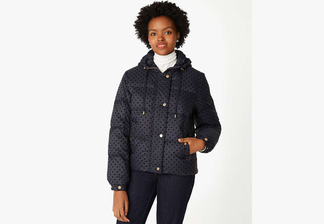 Flocked Dot Short Puffer