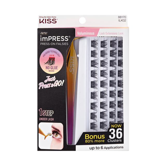 imPRESS Falsies Self Adhesive Eyelashes, 36 Lash Clusters - Voluminous