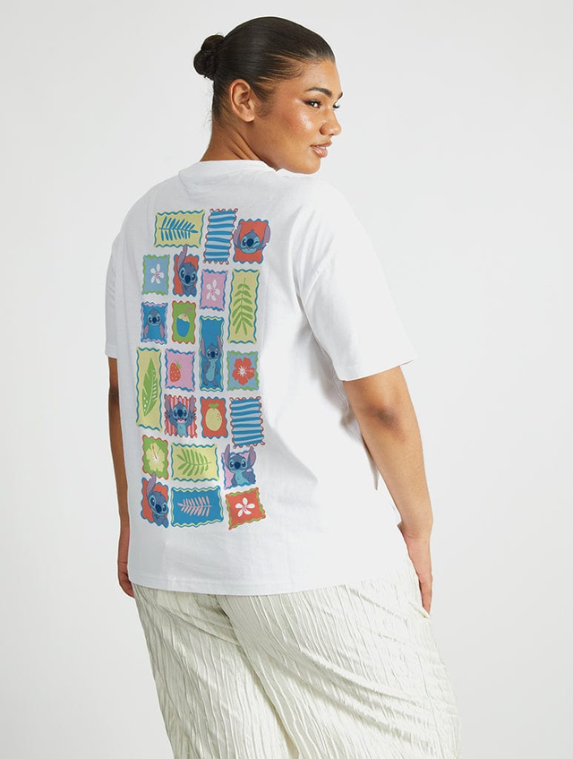 Disney Stitch Summer Patchwork T-Shirt In White