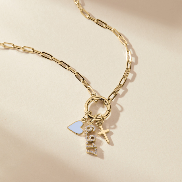 Front Clasp Pavé Date Combination Necklace