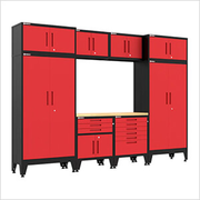 Red 9-Piece Garage Cabinet Set with Levelers