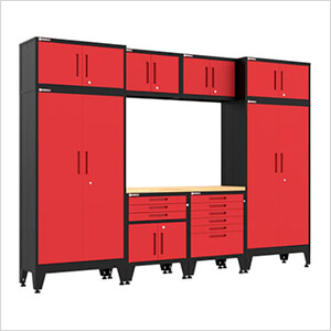 Red 9-Piece Garage Cabinet Set with Levelers