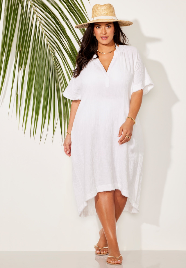 Gauze High-Low Sun Dress Cover Up