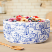 Dog Lover Custom Gift - Toile De Jouy Style - Personalized Ceramic Bowl