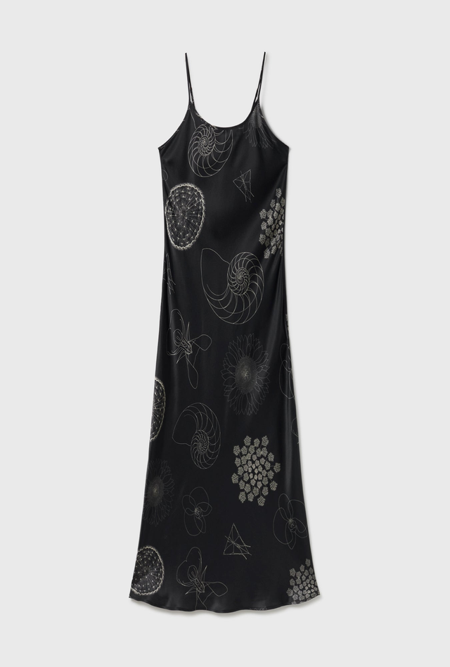 Silk Laundry 1996 Slip Dress - Fibonacci Black