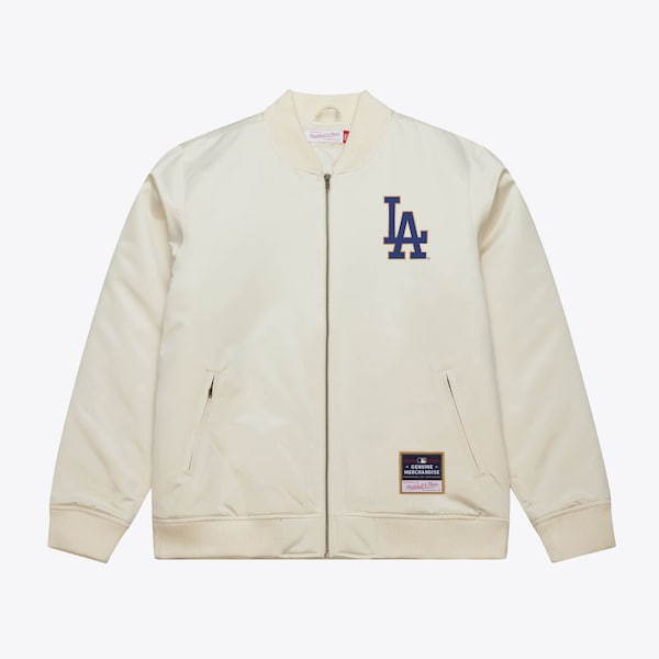 Men's Los Angeles Dodgers Mitchell & Ness Cream 2025 World Series Champions Full-Zip Bomber Jacket