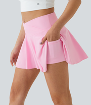 Softlyzero™ Airy Comfy High Waisted Crossover 2-in-1 Side Pocket Flare Cool Touch Tennis Skirt