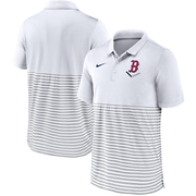 Men's Boston Red Sox Nike White/Gray Home Plate Striped Polo