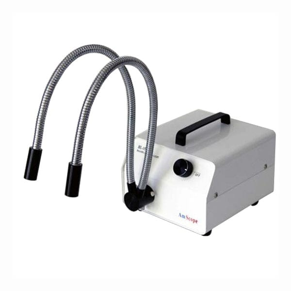 AmScope 150W Dual Gooseneck Fiber-Optic Illuminator