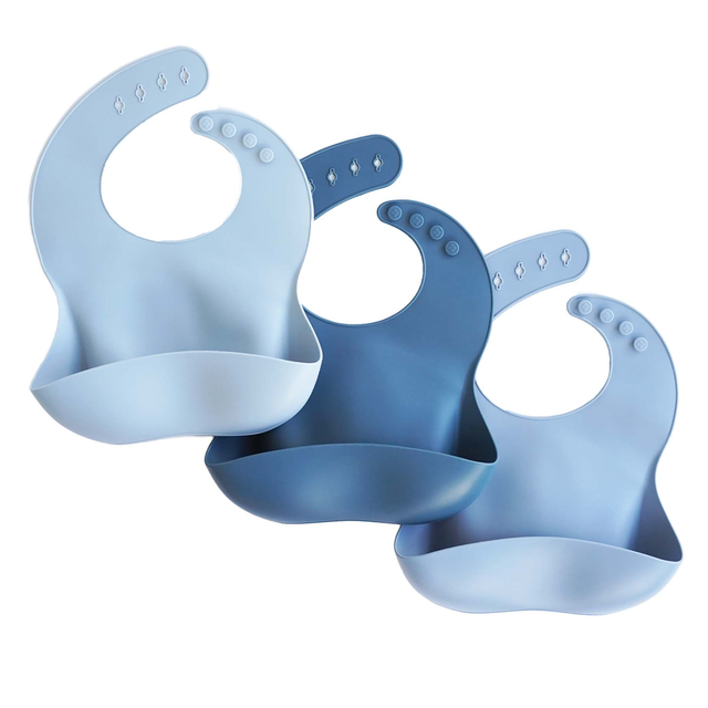 Silicone Baby Bib 3pc Set | Blue Ombre