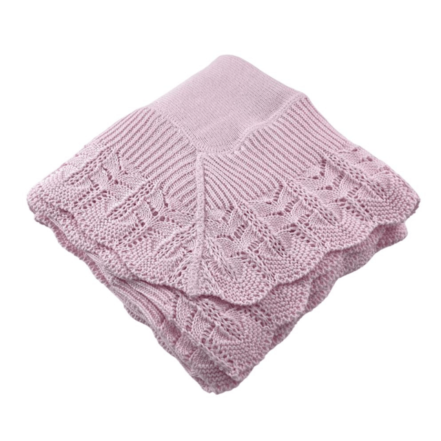 Cotton Jersey Baby Blanket with Knitted Scallop Lace Border - Can be Monogrammed