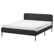 SLATTUM Upholstered bed frame - Vissle dark gray Queen