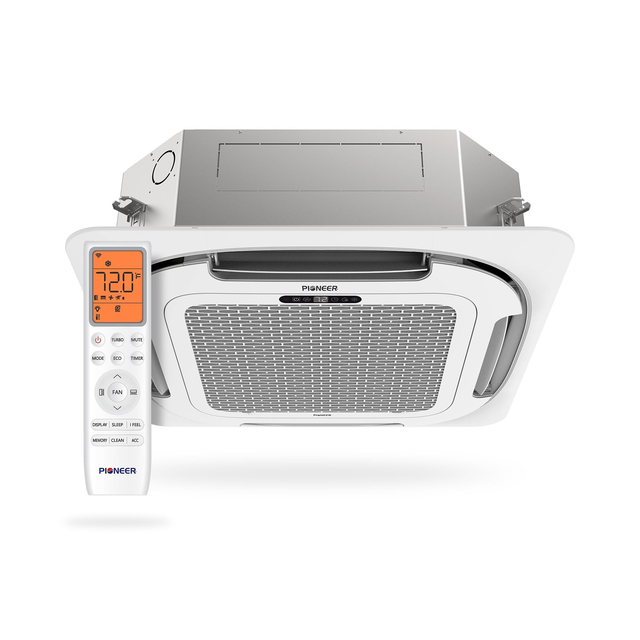 Pioneer® Multi Zone 9,000 BTU Quantum Ultra Ceiling Cassette Indoor Section Ductless Mini-Split Wi-Fi Inverter++ Air Conditioner Heat Pump 230V
