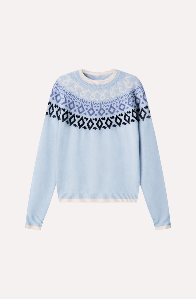Cashmere Fair Isle Crew Neck with Tipping