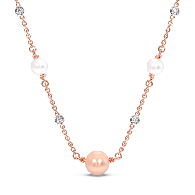 Ireena Pink Pearl Diamond Delicate Necklace