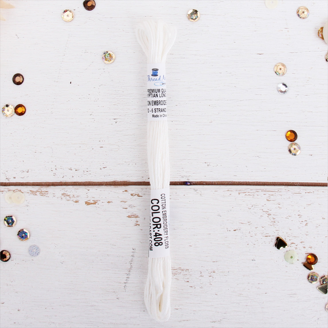 White Premium Cotton Embroidery Floss - Six Strand Thread - No. 408