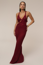 Burgundy Drift And Dream Braided Maxi Dress
